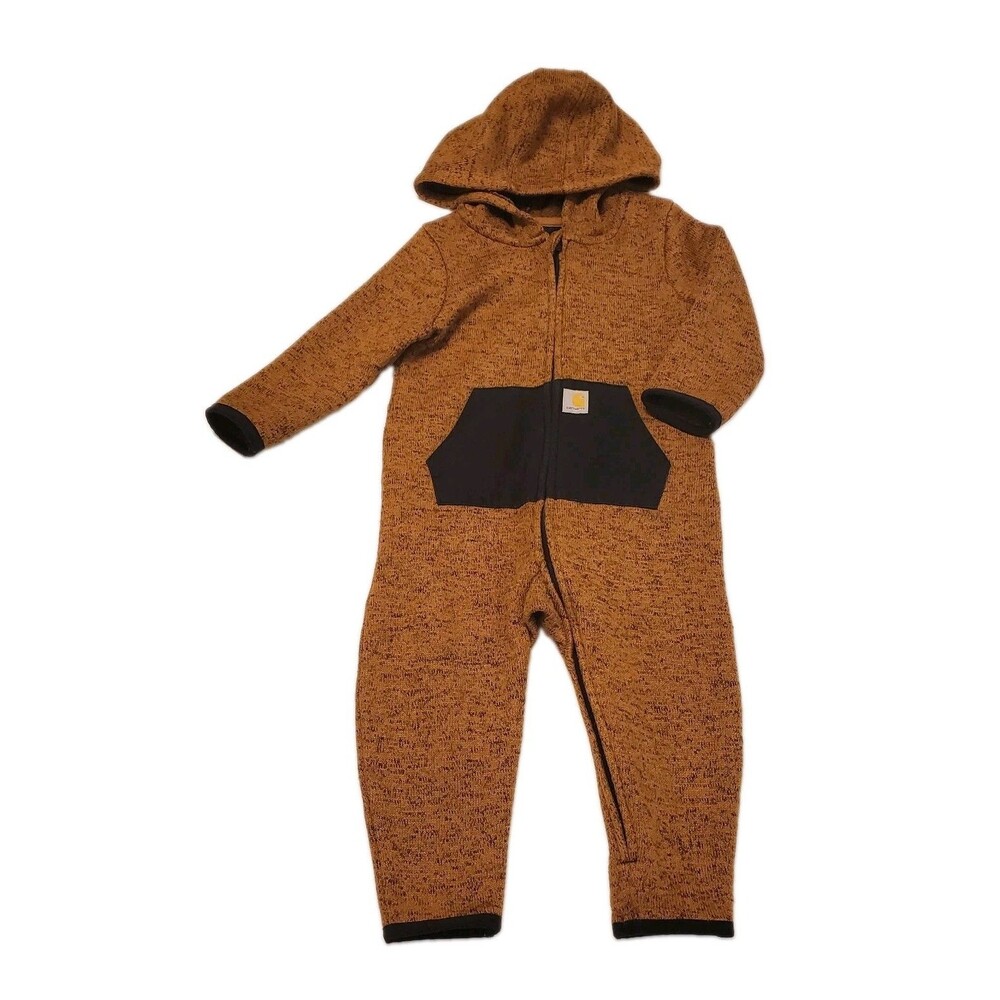 Carhartt Coverall One-Piece Baby 12M Unisex Hooded Fleece Knit Zip-Up